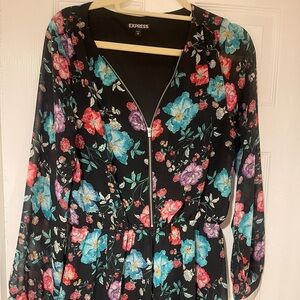 Long sleeve floral romper